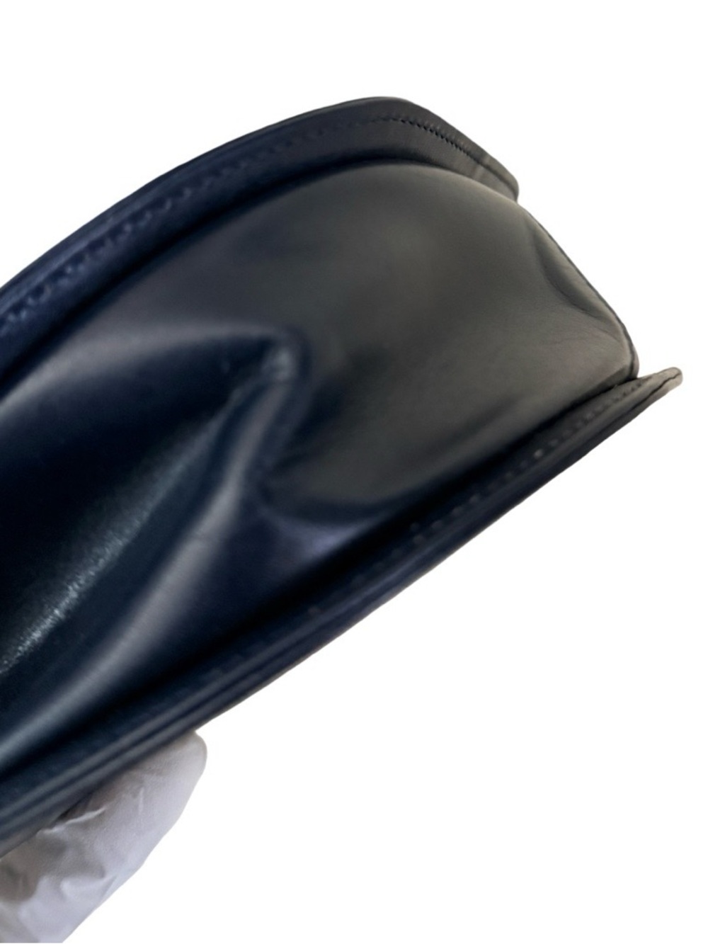 Vintage Givenchy Navy Leather Top Handle Bag Structured Designer Handbag Italy - Picture 12 of 17